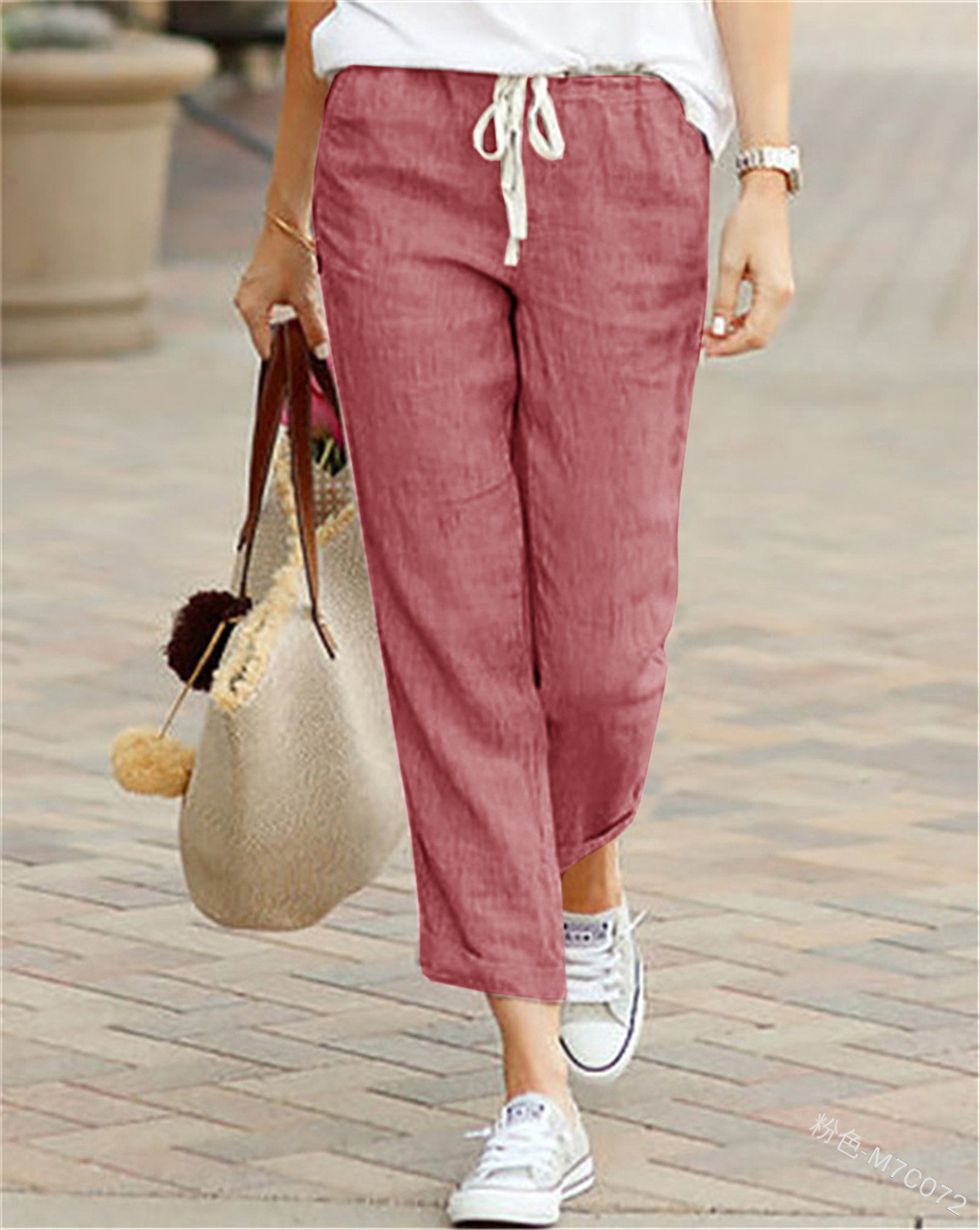 Women's Casual Cotton Drawstring Pants – Loose Fit Y2K Elastic Waist Trousers