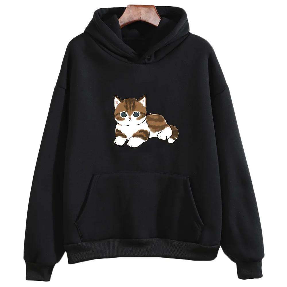 Cute Cat Graphic Hooded Sweatshirt for Men and Women