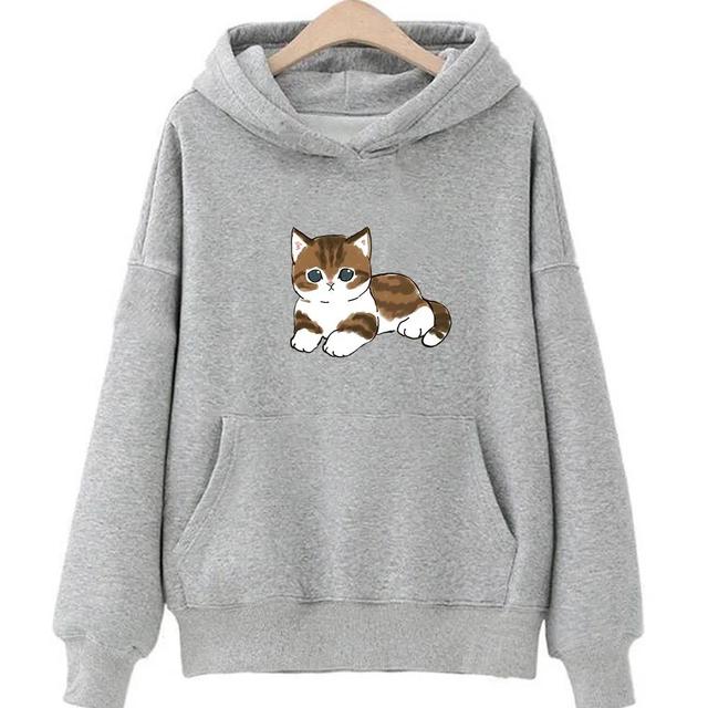 Cute Cat Graphic Hooded Sweatshirt for Men and Women