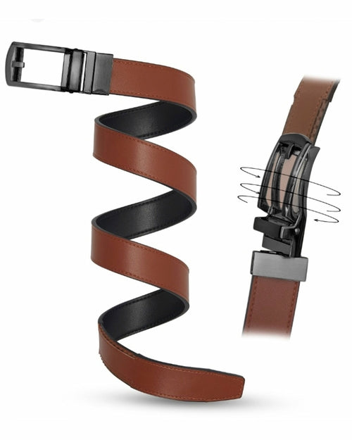 Mens leather belt reversible ratchet buckle premium fashion dress casual wear