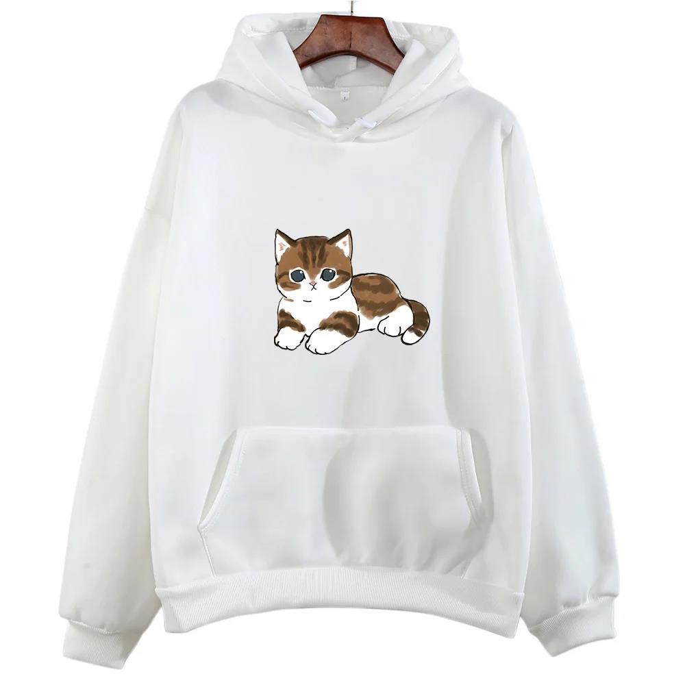 Cute Cat Graphic Hooded Sweatshirt for Men and Women