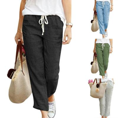 Women's Casual Cotton Drawstring Pants – Loose Fit Y2K Elastic Waist Trousers