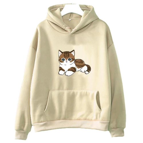 Cute Cat Graphic Hooded Sweatshirt for Men and Women
