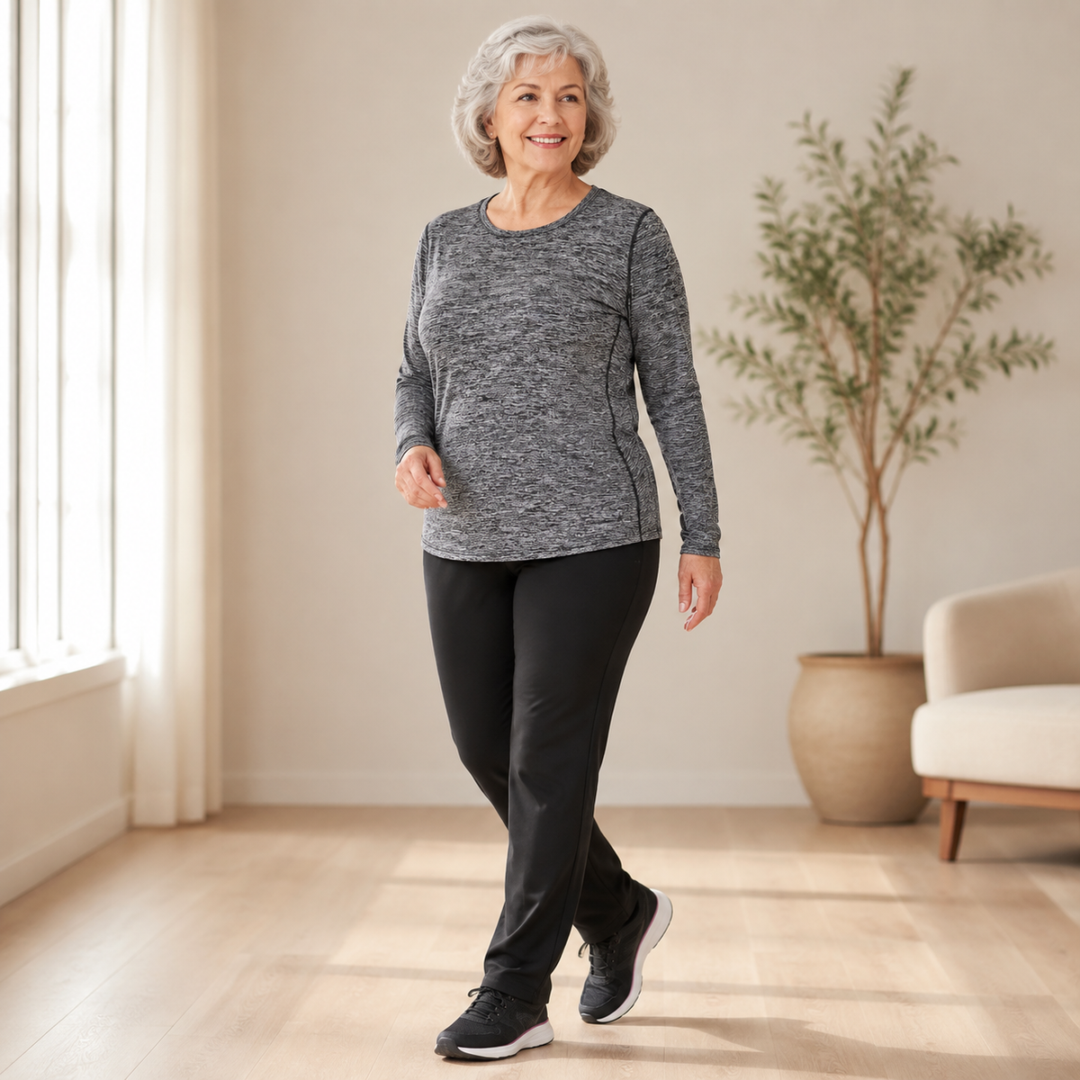 Women's Plus Size Fleece-Lined Thermal Workout Shirt – Long Sleeve Athletic Running Top