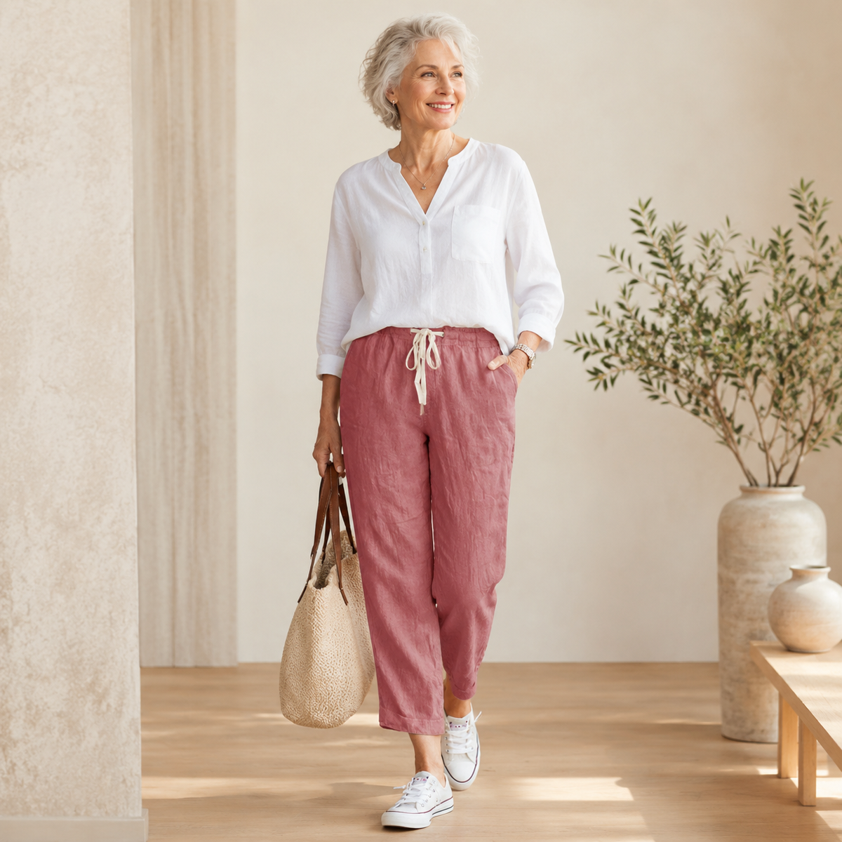 Women's Casual Cotton Drawstring Pants – Loose Fit Y2K Elastic Waist Trousers